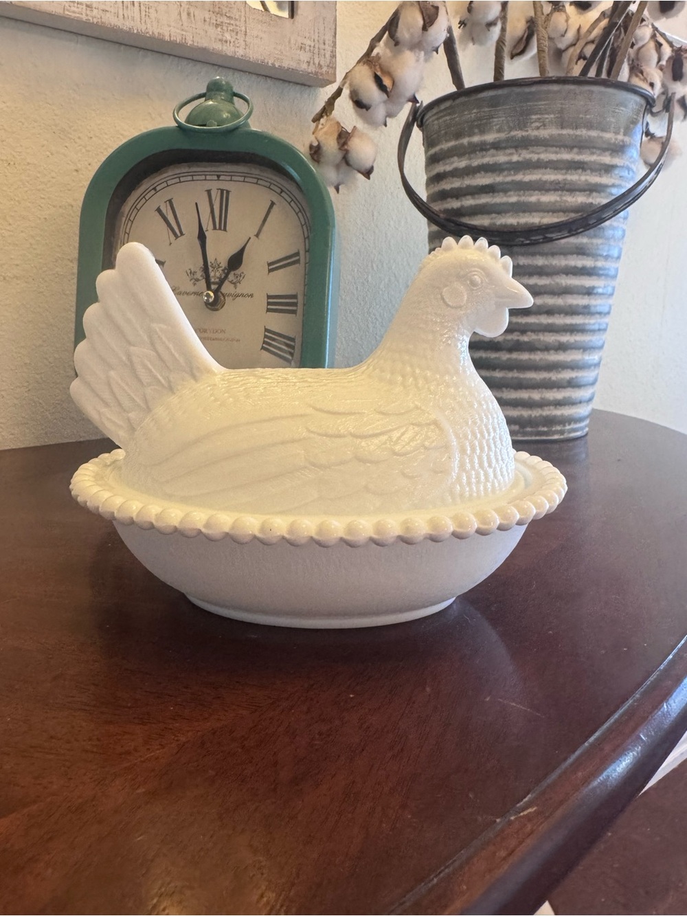 Vtg Indiana Milk Glass 7in Hen On A Nest